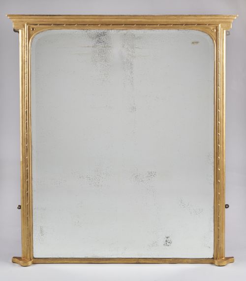 A Large 19th Century English Victorian Gilt Overmantle Mirror