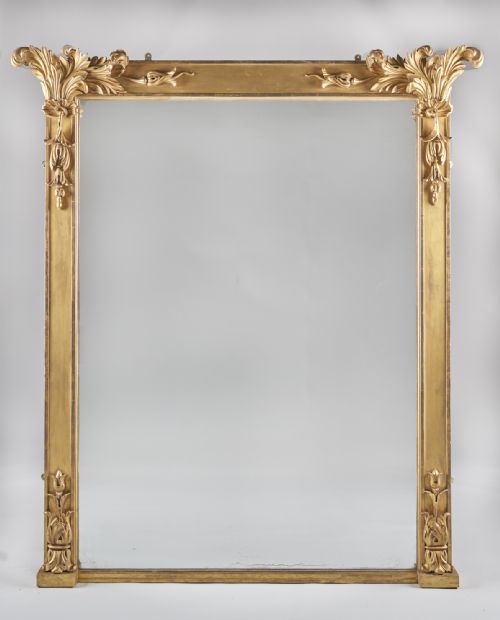 A Large 19th Century English Victorian Gilt Overmantle Mirror