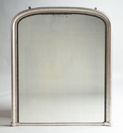 Large 19th Century Victorian English Silvered Overmantle Mirror.