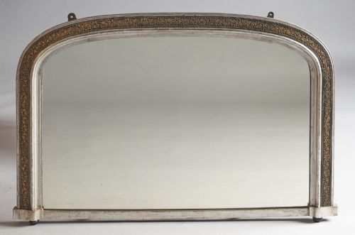 Large 19th Century English Victorian Silver and Gilt Overmantle Mirror