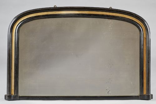 Late 19th Century English Gilt and Ebonized Overmantle Mirror