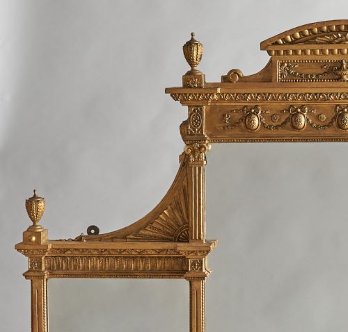 A LARGE 19TH CENTURY ENGLISH VICTORIAN GILT OVERMANTLE MIRROR WITH GILDED BRACKETS - ADDITIONAL PHOTO 1