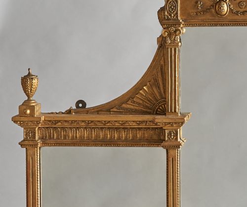A LARGE 19TH CENTURY ENGLISH VICTORIAN GILT OVERMANTLE MIRROR WITH GILDED BRACKETS - ADDITIONAL PHOTO 3