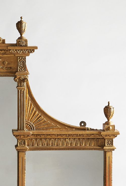 A LARGE 19TH CENTURY ENGLISH VICTORIAN GILT OVERMANTLE MIRROR WITH GILDED BRACKETS - ADDITIONAL PHOTO 4