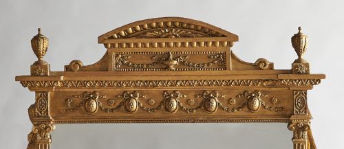 A LARGE 19TH CENTURY ENGLISH VICTORIAN GILT OVERMANTLE MIRROR WITH GILDED BRACKETS - ADDITIONAL PHOTO 7