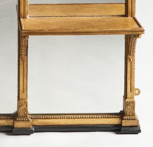 A LARGE 19TH CENTURY ENGLISH VICTORIAN GILT OVERMANTLE MIRROR WITH GILDED BRACKETS - ADDITIONAL PHOTO 9