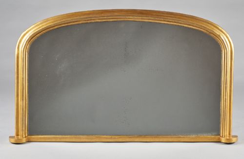 19th Century English Victorian Gilt Archtop Overmantle Mirror