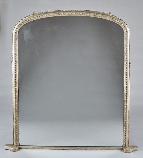 Large 19th Century English Victorian Silvered Overmantle Mirror