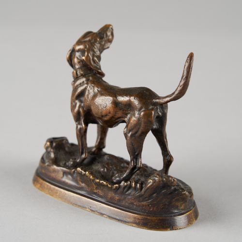 19TH CENTURY FRENCH SCULPTURE OF A BRONZE DOG SIGNED DUBUCAND - ADDITIONAL PHOTO 2