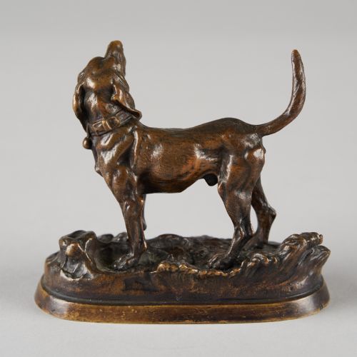 19TH CENTURY FRENCH SCULPTURE OF A BRONZE DOG SIGNED DUBUCAND - ADDITIONAL PHOTO 3
