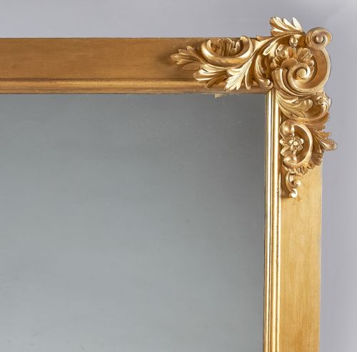 LARGE 19TH CENTURY ENGLISH VICTORIAN CARVED GILT OVERMANTLE MIRROR - ADDITIONAL PHOTO 2