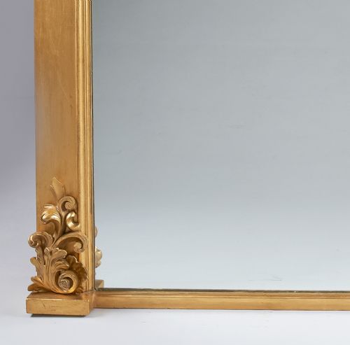 LARGE 19TH CENTURY ENGLISH VICTORIAN CARVED GILT OVERMANTLE MIRROR - ADDITIONAL PHOTO 3