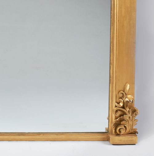 LARGE 19TH CENTURY ENGLISH VICTORIAN CARVED GILT OVERMANTLE MIRROR - ADDITIONAL PHOTO 4