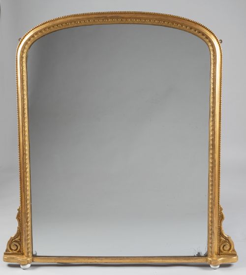 Lovely 19th Century English Victorian Gilt Archtop Overmantle Mirror