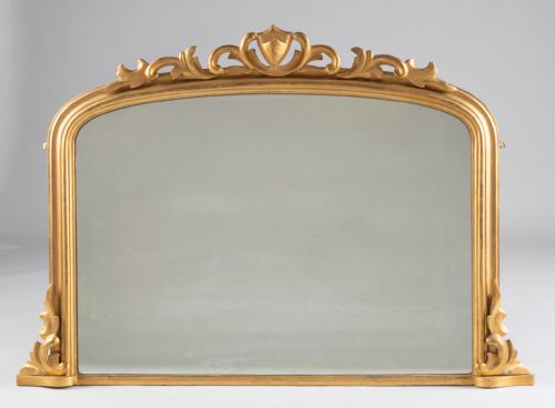 Large 19th Century English Victorian Gilt Overmantle Mirror