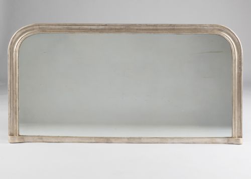 Large 19th Century English Victorian Silvered Overmantle Mirror