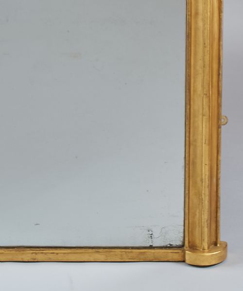 LARGE 19TH CENTURY ENGLISH VICTORIAN GILT ARCHTOP OVERMANTLE MIRROR - ADDITIONAL PHOTO 2