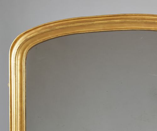 LARGE 19TH CENTURY ENGLISH VICTORIAN GILT ARCHTOP OVERMANTLE MIRROR - ADDITIONAL PHOTO 3
