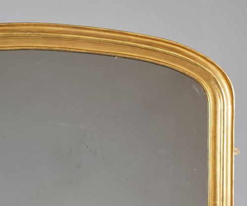 LARGE 19TH CENTURY ENGLISH VICTORIAN GILT ARCHTOP OVERMANTLE MIRROR - ADDITIONAL PHOTO 4