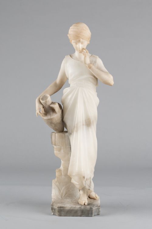 large italian carved alabaster sculpture by pugi - CATEGORY: ANTIQUE SCULPTURES - DATED 1900