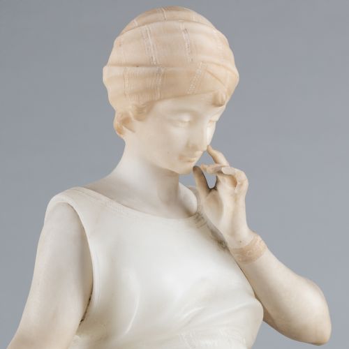 LARGE ITALIAN CARVED ALABASTER SCULPTURE BY PUGI - ADDITIONAL PHOTO 9