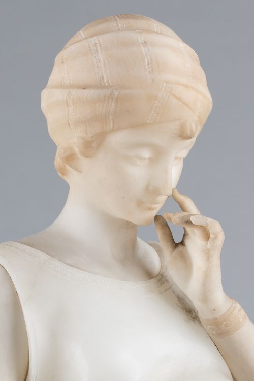 LARGE ITALIAN CARVED ALABASTER SCULPTURE BY PUGI - ADDITIONAL PHOTO 10