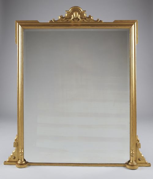 Large 19th Century English Victorian Gilt Overmantle Mirror