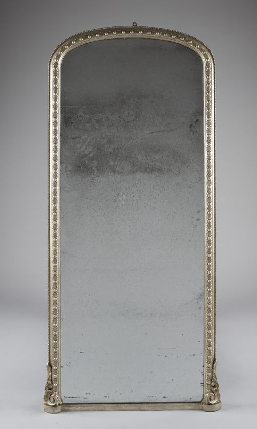 19th Century Large English Victorian Silvered Pier Overmantle Mirror