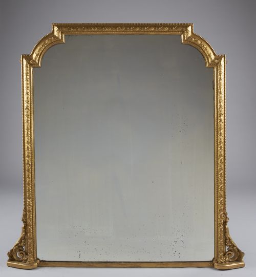 Large 19th Century English Victorian Gilt Overmantle Mirror