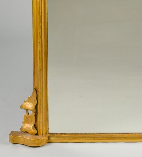 LARGE 19TH CENTURY ENGLISH VICTORIAN GILT ARCHTOP OVERMANTLE MIRROR - ADDITIONAL PHOTO 1