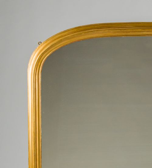 LARGE 19TH CENTURY ENGLISH VICTORIAN GILT ARCHTOP OVERMANTLE MIRROR - ADDITIONAL PHOTO 2