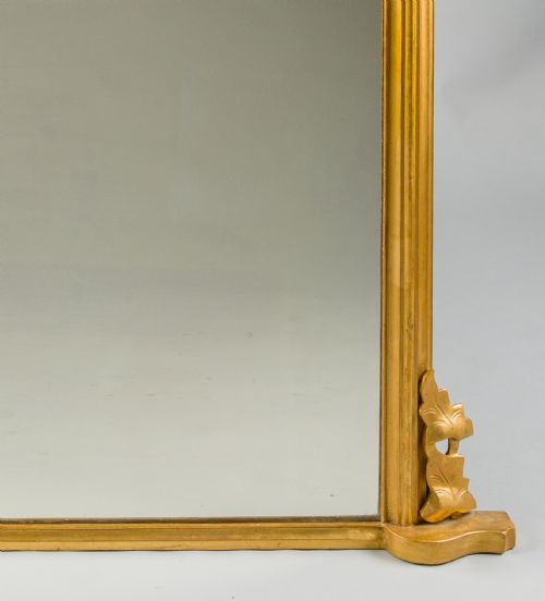 LARGE 19TH CENTURY ENGLISH VICTORIAN GILT ARCHTOP OVERMANTLE MIRROR - ADDITIONAL PHOTO 3