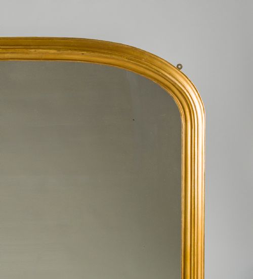 LARGE 19TH CENTURY ENGLISH VICTORIAN GILT ARCHTOP OVERMANTLE MIRROR - ADDITIONAL PHOTO 4