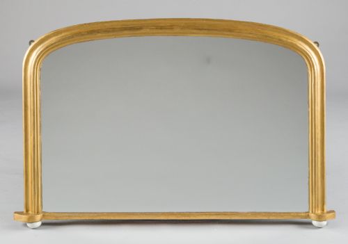 19th Century English Victorian Gilt Archtop Overmantle Mirror