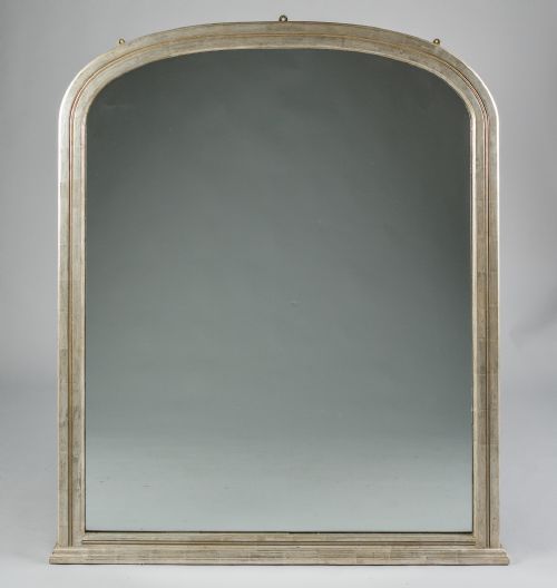 Large 19th Century Victorian English Silvered Overmantle Mirror