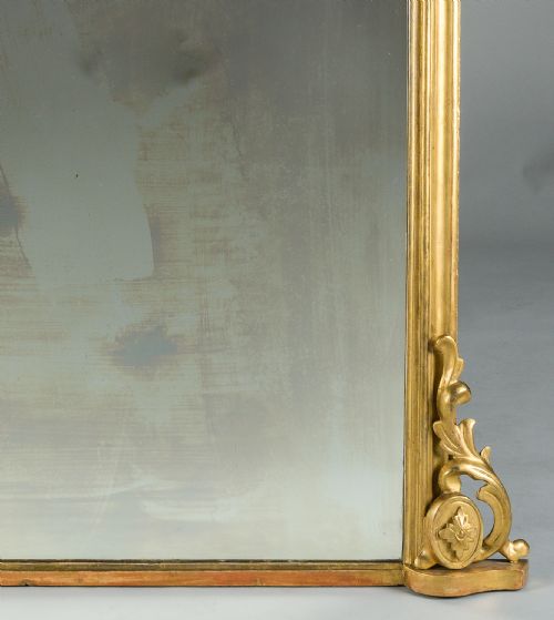 LARGE 19TH CENTURY VICTORIAN ENGLISH GILT OVERMANTLE MIRROR - ADDITIONAL PHOTO 4