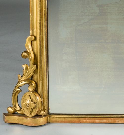 LARGE 19TH CENTURY VICTORIAN ENGLISH GILT OVERMANTLE MIRROR - ADDITIONAL PHOTO 6