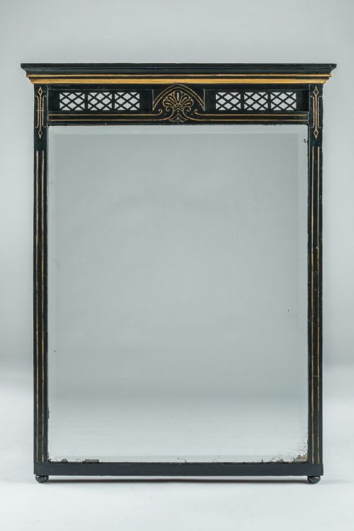 Large 19th Century Victorian English Ebonized and Gilt Overmantle Mirror