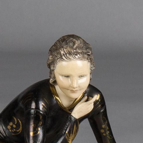 fig 1. Large French Art Deco Spelter And Ivorine Sculpture Of A Reclining Lady Signed Cipriani