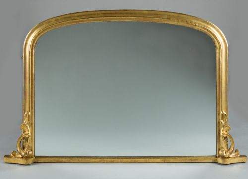 Large 19th Century Victorian English Gilt Overmantle Mirror