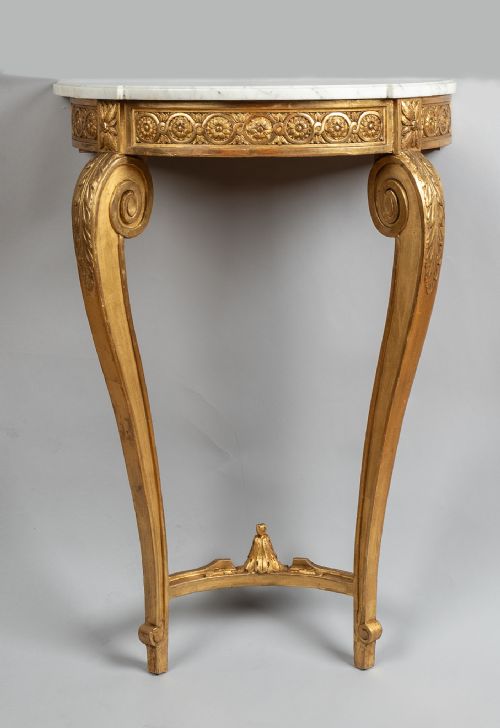 19th Century French Gilt Console Table with Marble Top