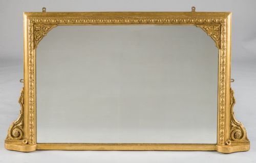 Large 19th Century Victorian English Gilt Overmantle Mirror