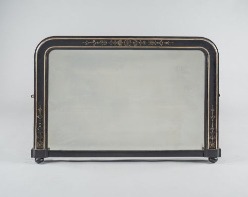 Large 19th Century Victorian English Ebonised and Gilt Overmantle Mirror