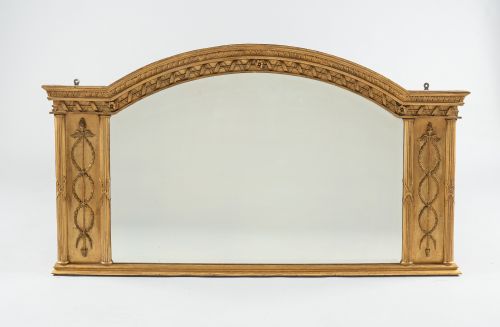 Large 19th Century Victorian English Gilt Overmantle Mirror
