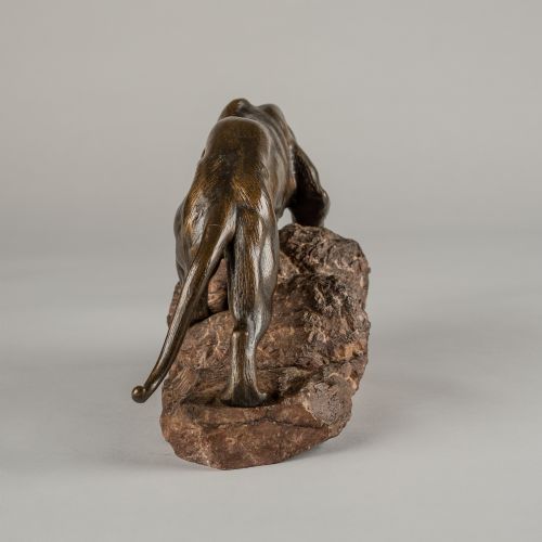 LARGE FRENCH BRONZE SCULPTURE OF A TIGER SET ON A CARVED MARBLE BASE SIGNED ANDREY - ADDITIONAL PHOTO 5