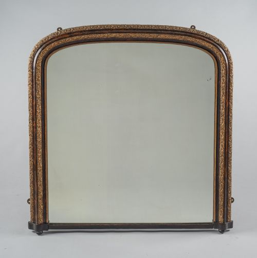 Large 19th Century Victorian English Lacquered and Gilt Overmantle Mirror