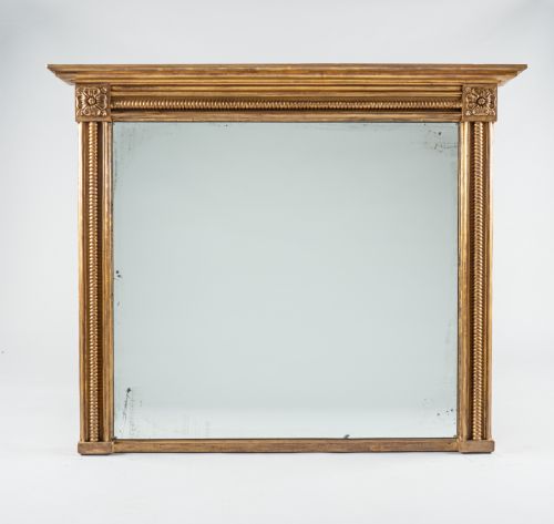 Large 19th Century Victorian English Gilt Overmantle Mirror