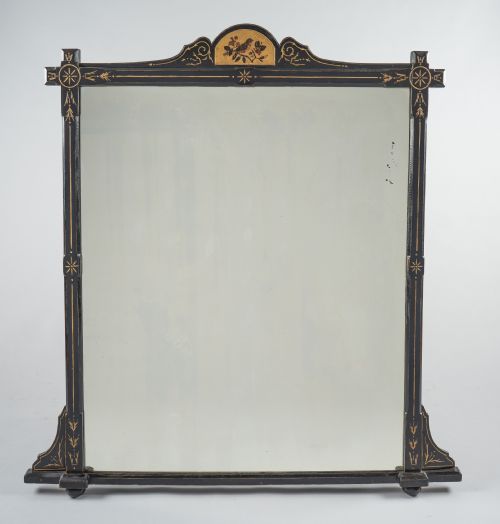 Large 19th Century Victorian English Ebonized and Gilt Overmantle Mirror