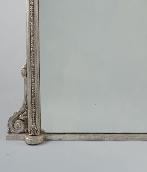 LARGE 19TH CENTURY VICTORIAN ENGLISH SILVERED OVERMANTLE MIRROR - ADDITIONAL PHOTO 3