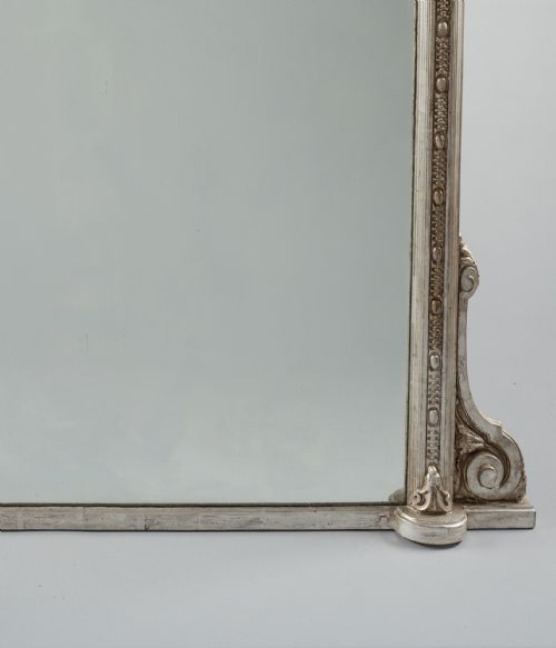 LARGE 19TH CENTURY VICTORIAN ENGLISH SILVERED OVERMANTLE MIRROR - ADDITIONAL PHOTO 4
